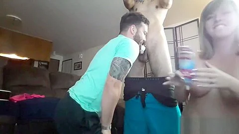 Sr8 Guys Licking Cream Off Cocks And Sharing Girlfriend