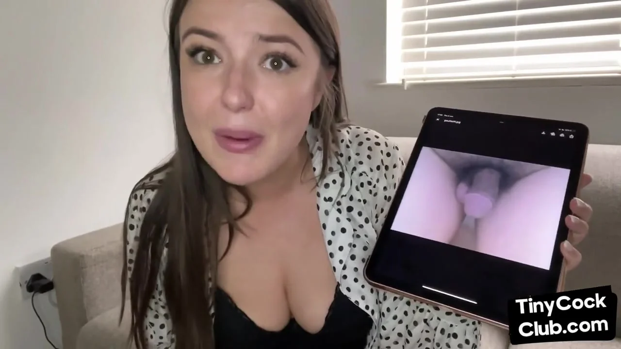 SPH busty solo babe in lingerie humiliates small dongs