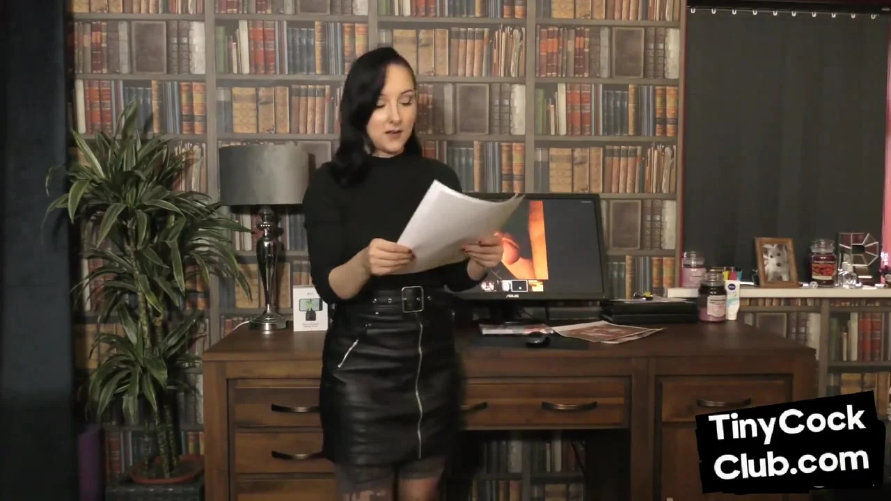 Solo SPH domina reacts while watching small cocks on pics