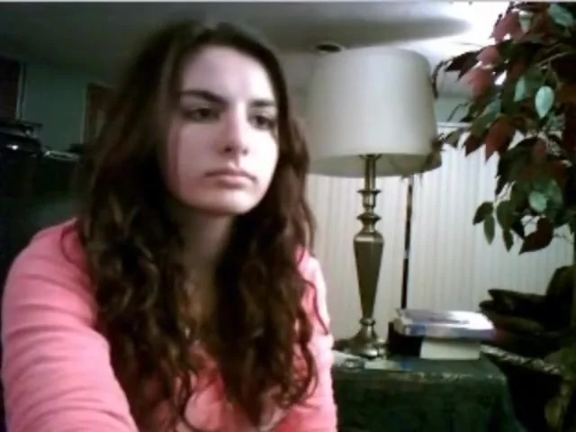 18yo brunette US girl playing omegle game in daddys office dancing