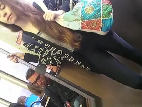 teen 18+ in black leggings cameltoe