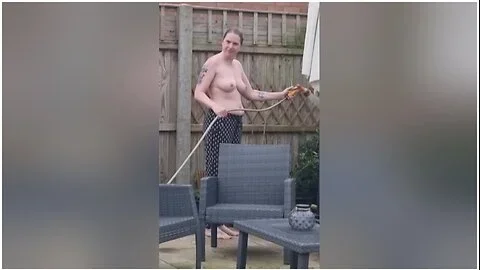 Milf Big Tits - Stepmom Watering Her Garden Topless Then Strips Off And Joins Stepson In Hot Tub