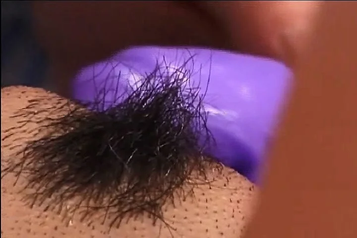 Petite Oriental beauty gets her tight hairy cunt pleased with sex toys