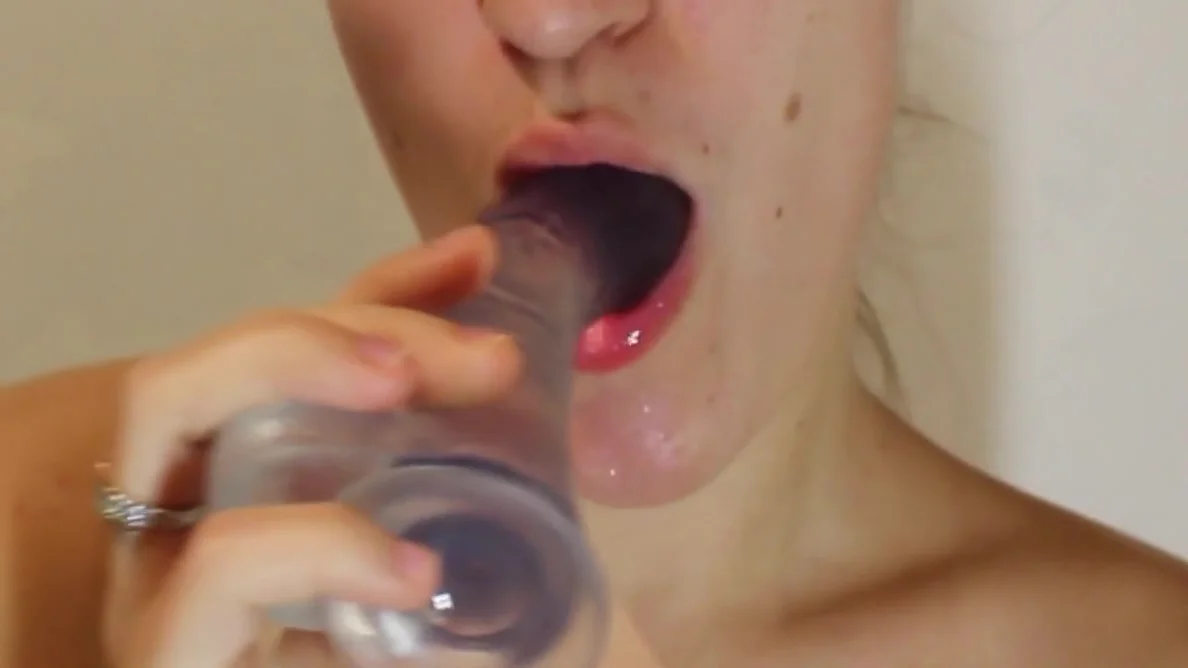 Sucking My Dildo. Mouth Full Of Drool
