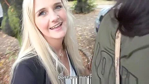 Amateur Blonde Has Threesome on Public