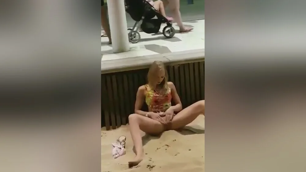 Horny teen 18+ Masturbating On A Public Beach