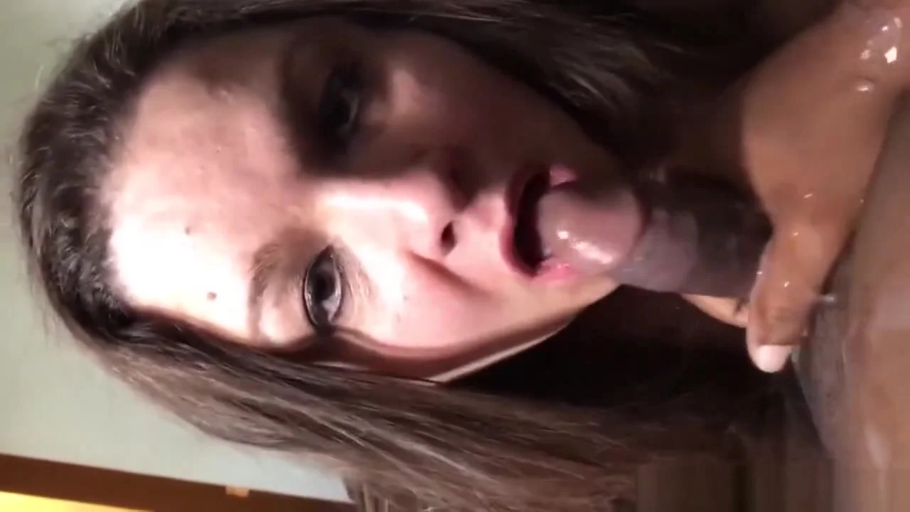 White girl getting an oral creampie from a black dude
