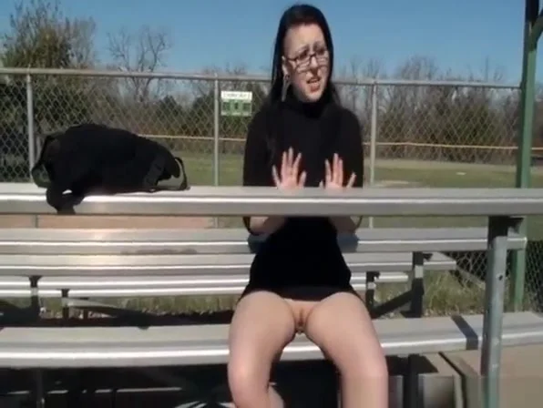 Exhibitionist goth chick flashing in public