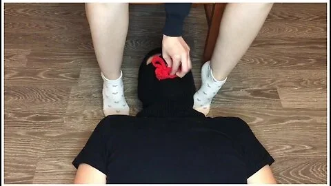 Kelly Feet Girl Dominates Guy Socks Worship And Eating Red Thong