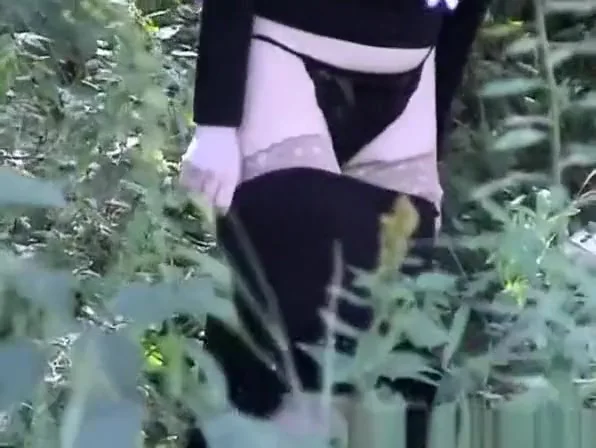Woman caught changing in the forest