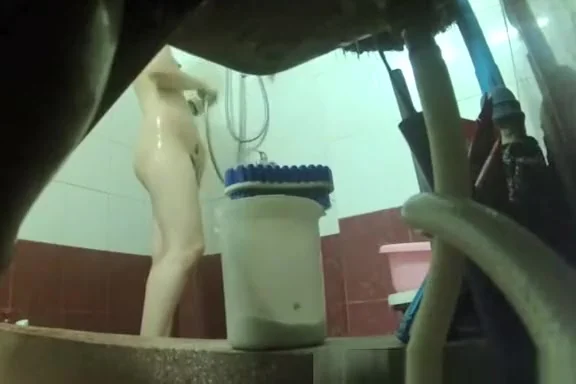 catches hairy woman shower