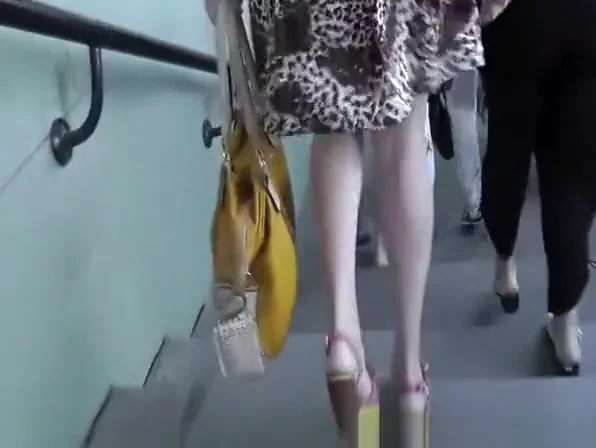 Long hair blonde sexy legs upskirt