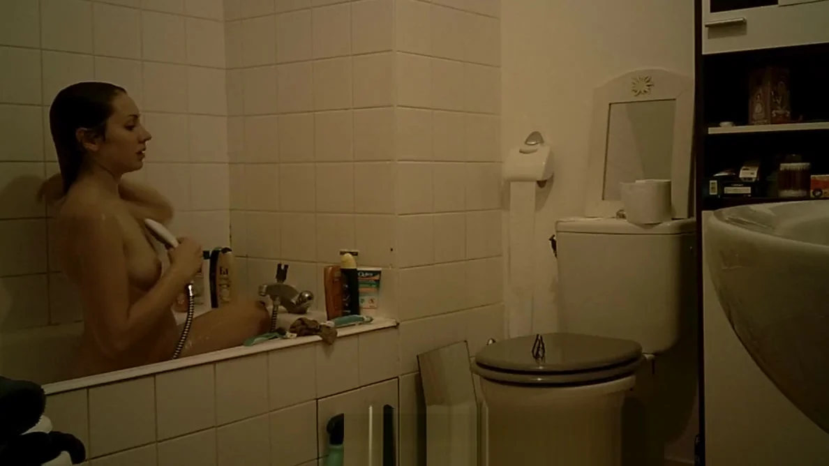 College teen 18+ Brunette Spy Bathroom 1