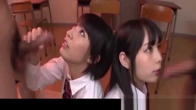 Two Jav schoolgirls 18+ Do Deep Throat BJ And Cum Swallowing Plus Bukkake