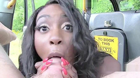 Big booty ebony gets ass jizzed in cab