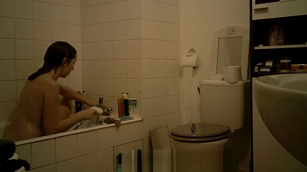 College teen 18+ Brunette Spy Bathroom 2