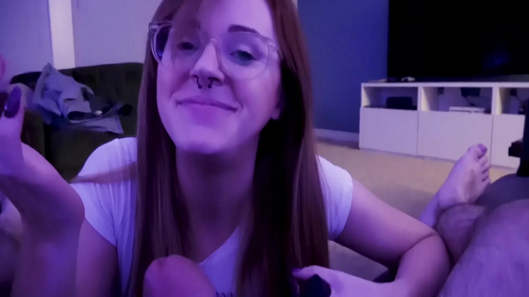 Vape Blowjob Slut Eats Cum Off Couch (ph With Jessie Wolfe