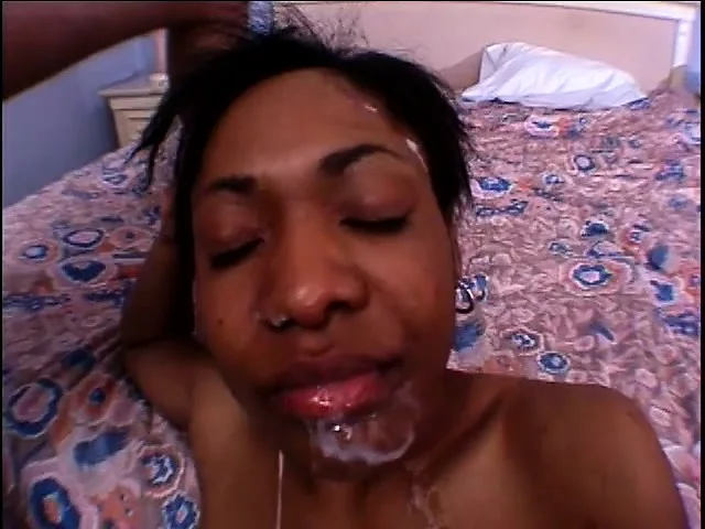 Hungry ebony slut gets a tasty dessert of hot vanilla man cream