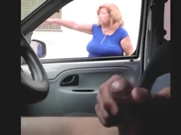 Wanking as old ladies look into his car
