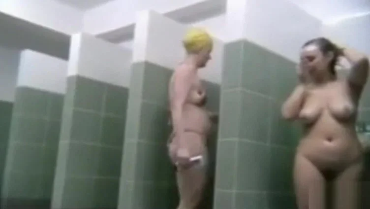 Ordinary Step moms sharing public shower