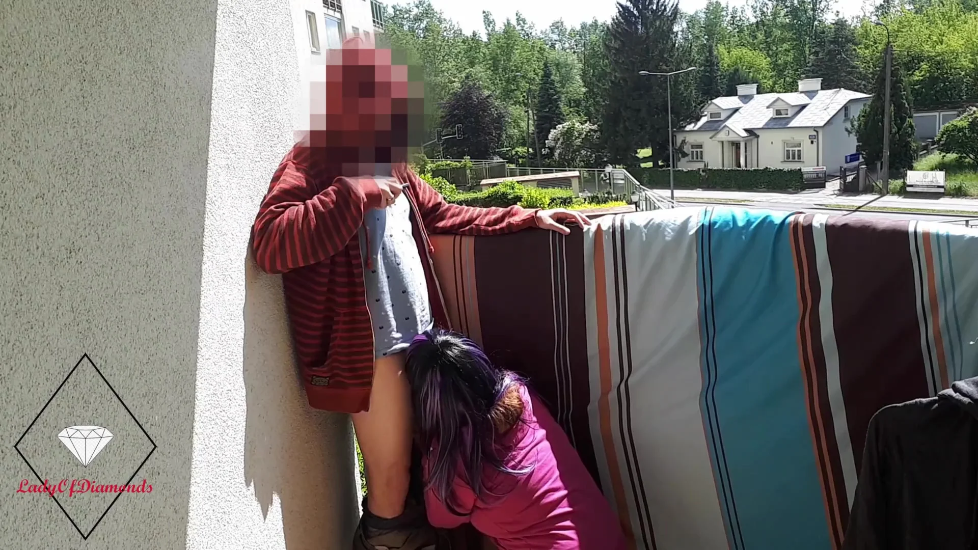 Wife Does A Quarantine Public Blowjob And Gets A Creampie On A Balcony