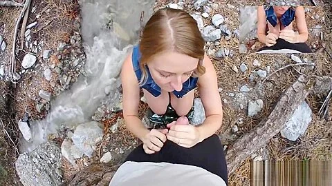 My Real Girlfriend Public Blowjob POV - Molly Pills - Big Tits Amateur GFE