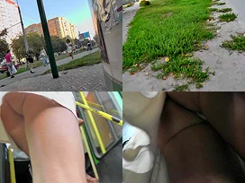 A-line skirt on a skinny butt, in accidental upskirt