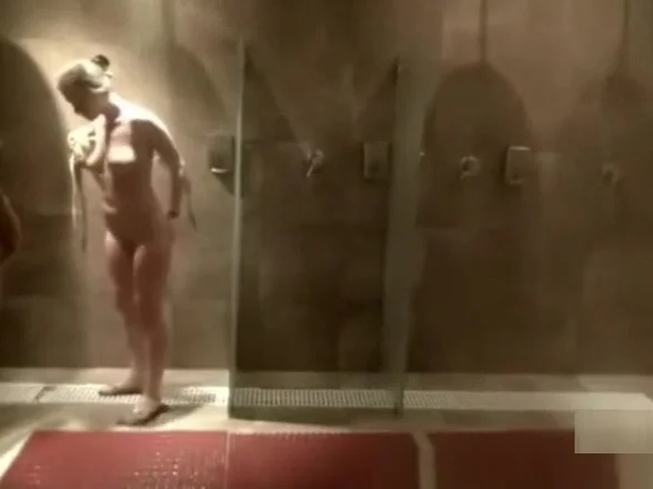 Gorgeous milfs in a public shower room