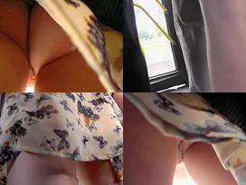Lady with skinny ass wears a g-string in upskirt video
