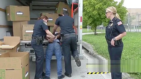 Black suspect is taken inside moving truck and fucked by perverted cops
