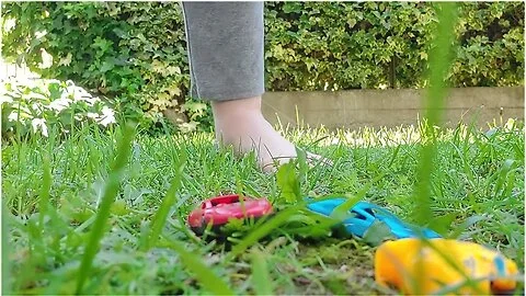 Giantess With Big Sweaty Feet Crushes Toy Cars And Smashes Them All