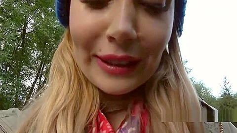 Czech blonde banged big dick outdoor