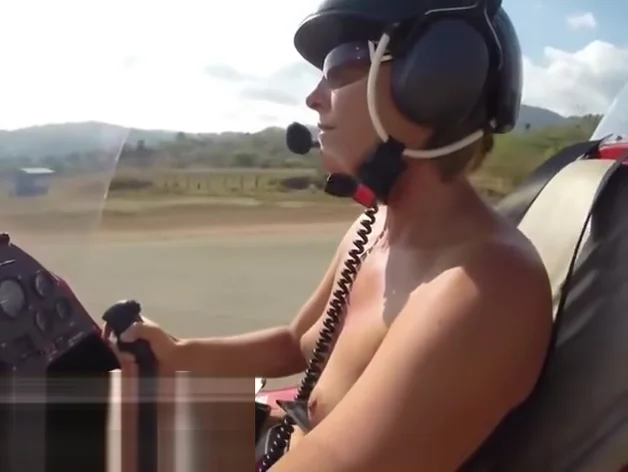 Blonde Flying Gyrocopter Nude In Public