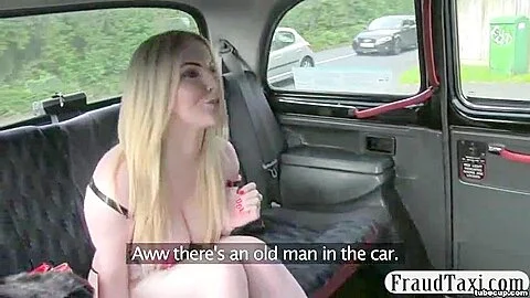 Big natural boobs British amateur blonde sex in a taxi with the driver