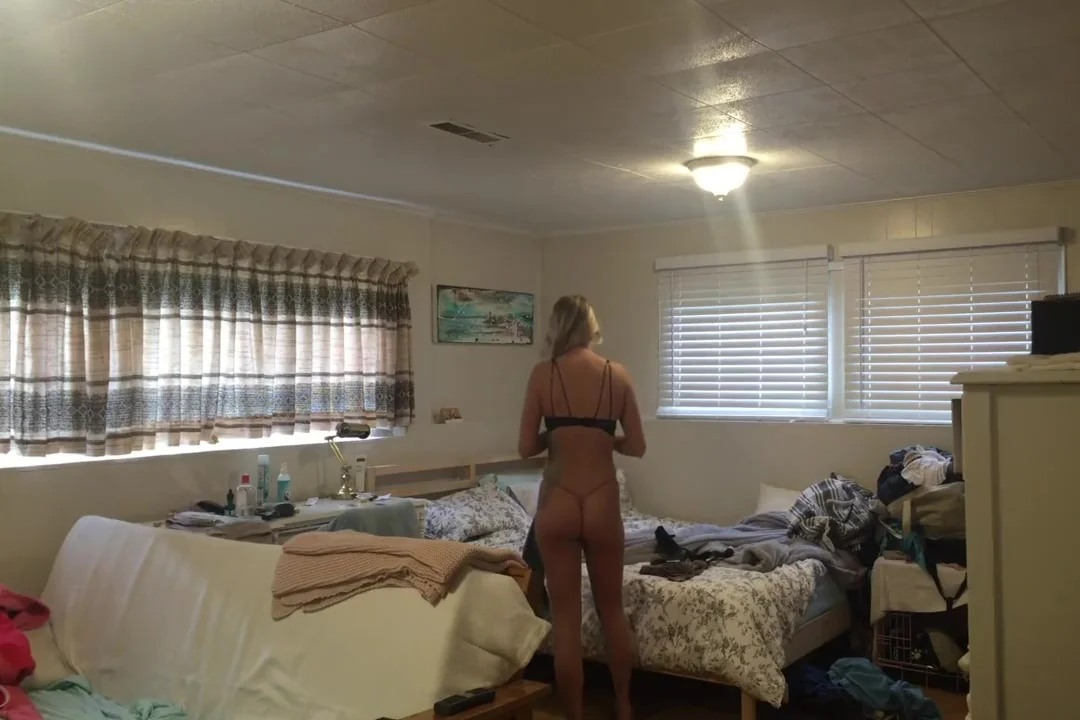 EPIC spy! Dumb slut young Step sister spied undressing after school