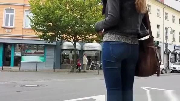 Nice ass girl in tight jeans pants