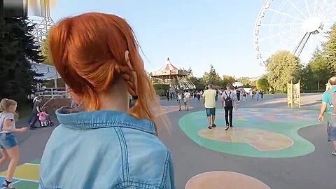 Cute teen 18+ Swallows Hot Cum - Public Blowjob on Ferris Wheel by Elin Flame