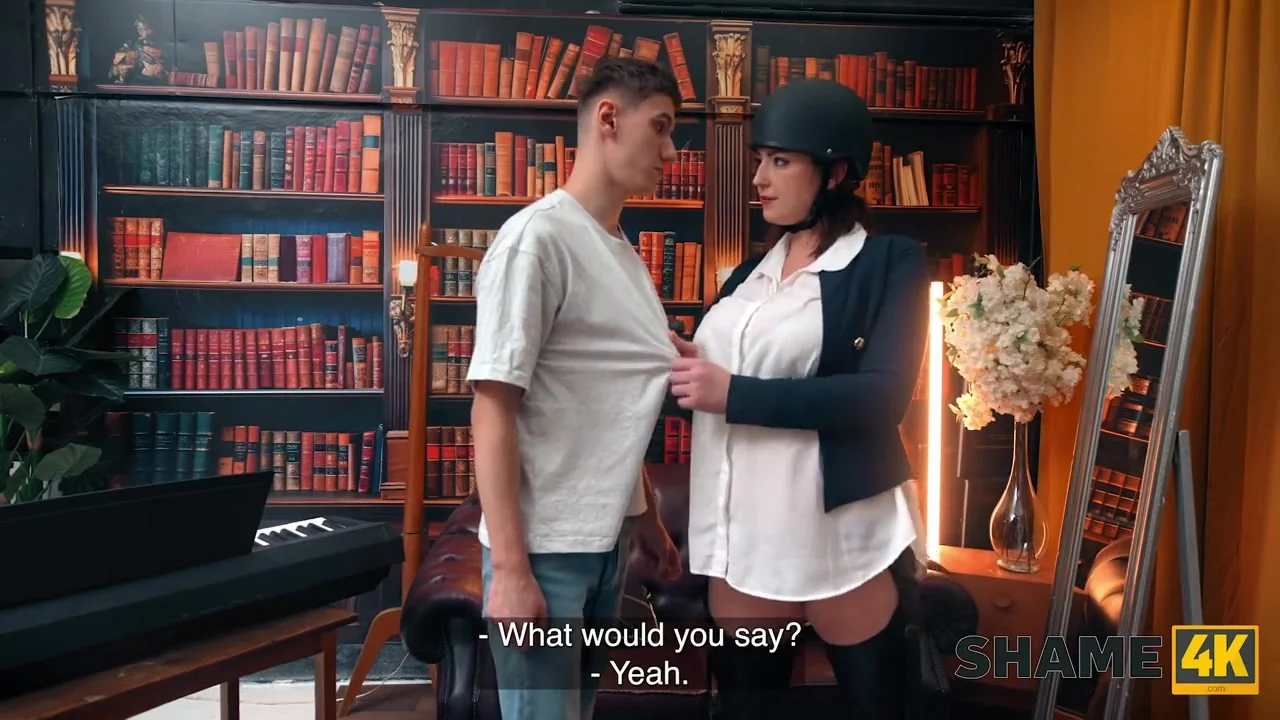 SHAME4K. Kinky cowgirl didn't expect to meet her student while masturbating