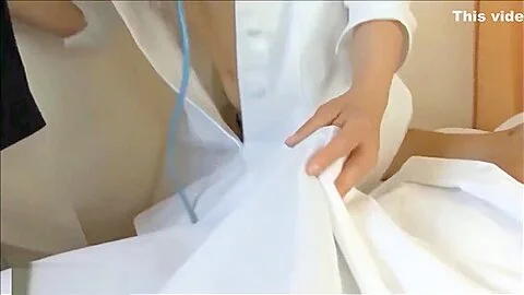 HD asian nurse get anal dp from two cock and cum in mouth