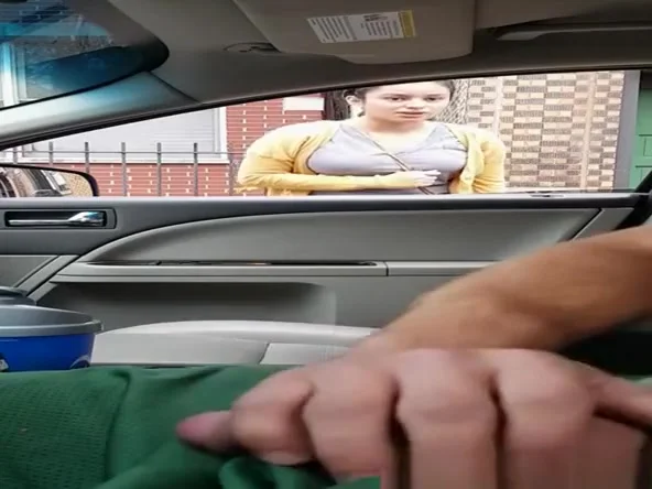 Exhibitionist dude plays with his penis inside car
