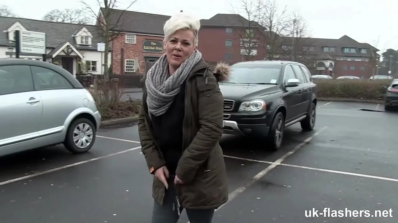 Short Hair British MILF Flashing and Pissing all Over Town for UK-Flashers
