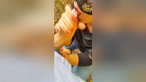 Amateur teen 18+ suck and swallow in the park after school