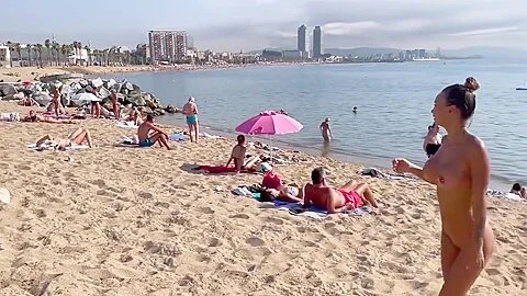 Monika Fox - Swims In The Sea And Walks Along The Beach On A Public Beach