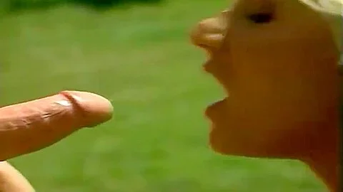 Gorgeous breasty mature woman making guy happy by giving an amazing handjob