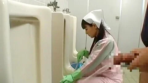 Bathroom attendant drinks piss