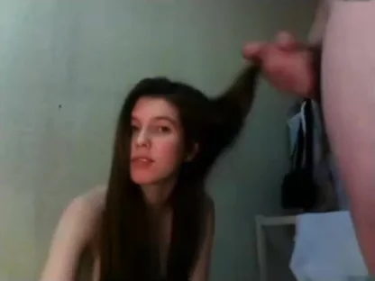 Sexy teen 18+ Hairjob and Cum in Hair, Long Hair, Hair