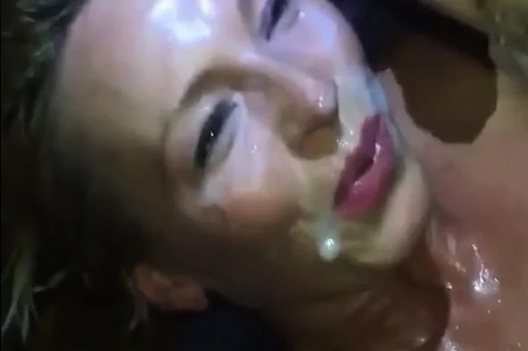 Bukkake on big tit amateur slut as she gets fucked