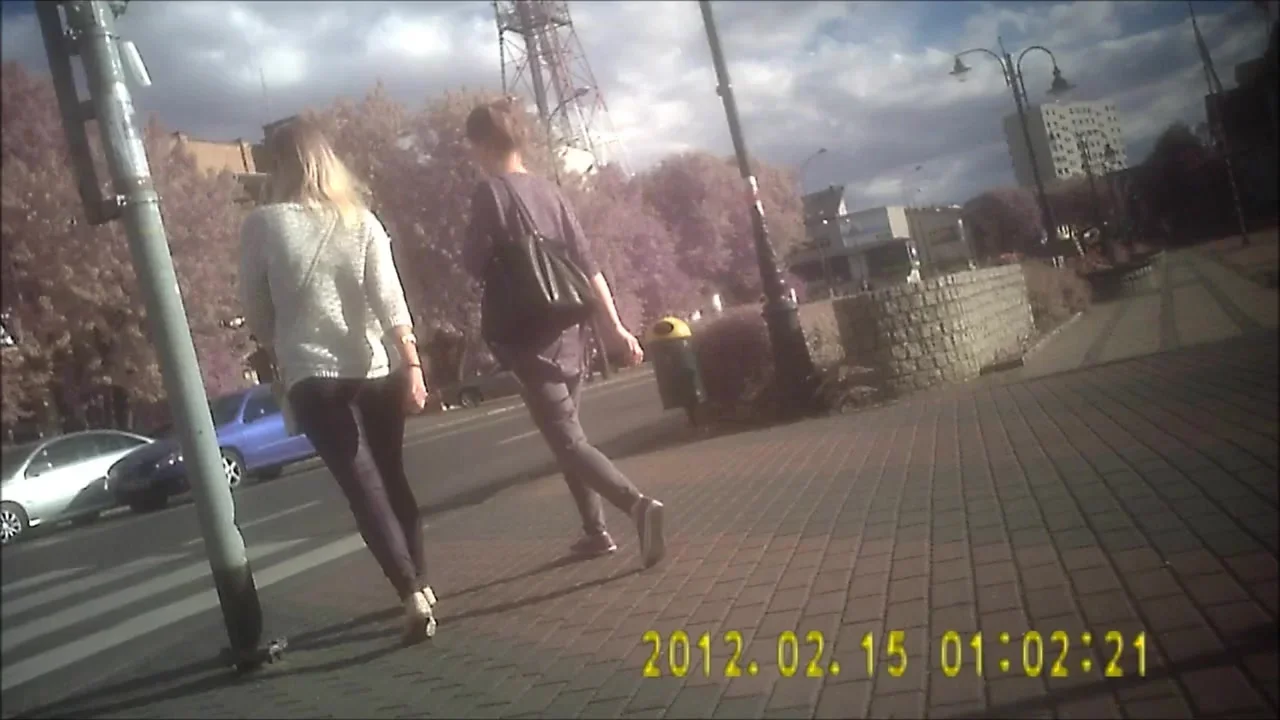 blonde in latex leggins candid ass