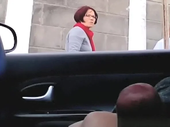 Dude plays with his cock in car