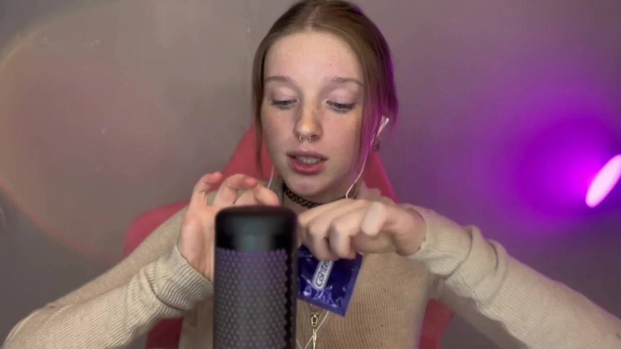 Asmr Vulgar Girl With Freckles Plays With A Condom In Her Mouth Wet Sound (brunette With Freckles)